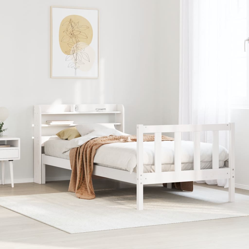 Cadre de lit sans matelas blanc 100x200 cm bois de pin massif - XIOS