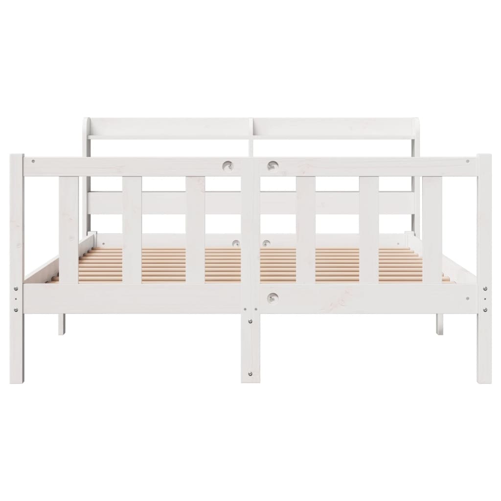 Cadre de lit sans matelas blanc 120x200 cm bois de pin massif - XIOS