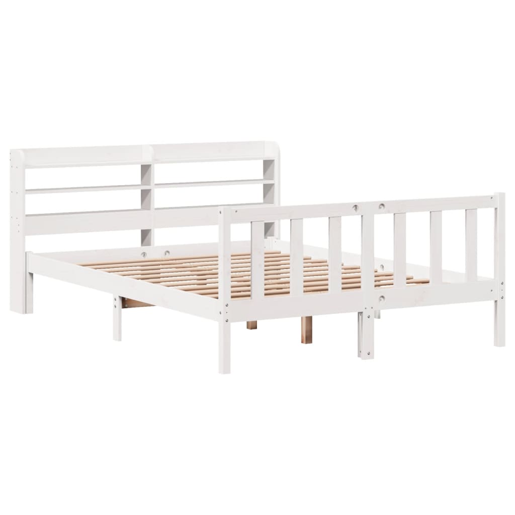 Cadre de lit sans matelas blanc 150x200 cm bois de pin massif - XIOS