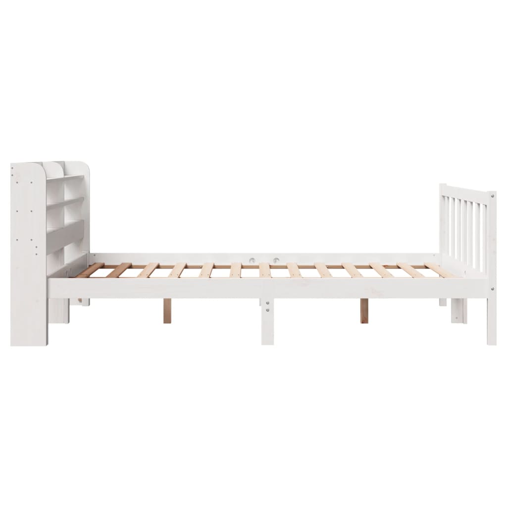 Cadre de lit sans matelas blanc 150x200 cm bois de pin massif - XIOS