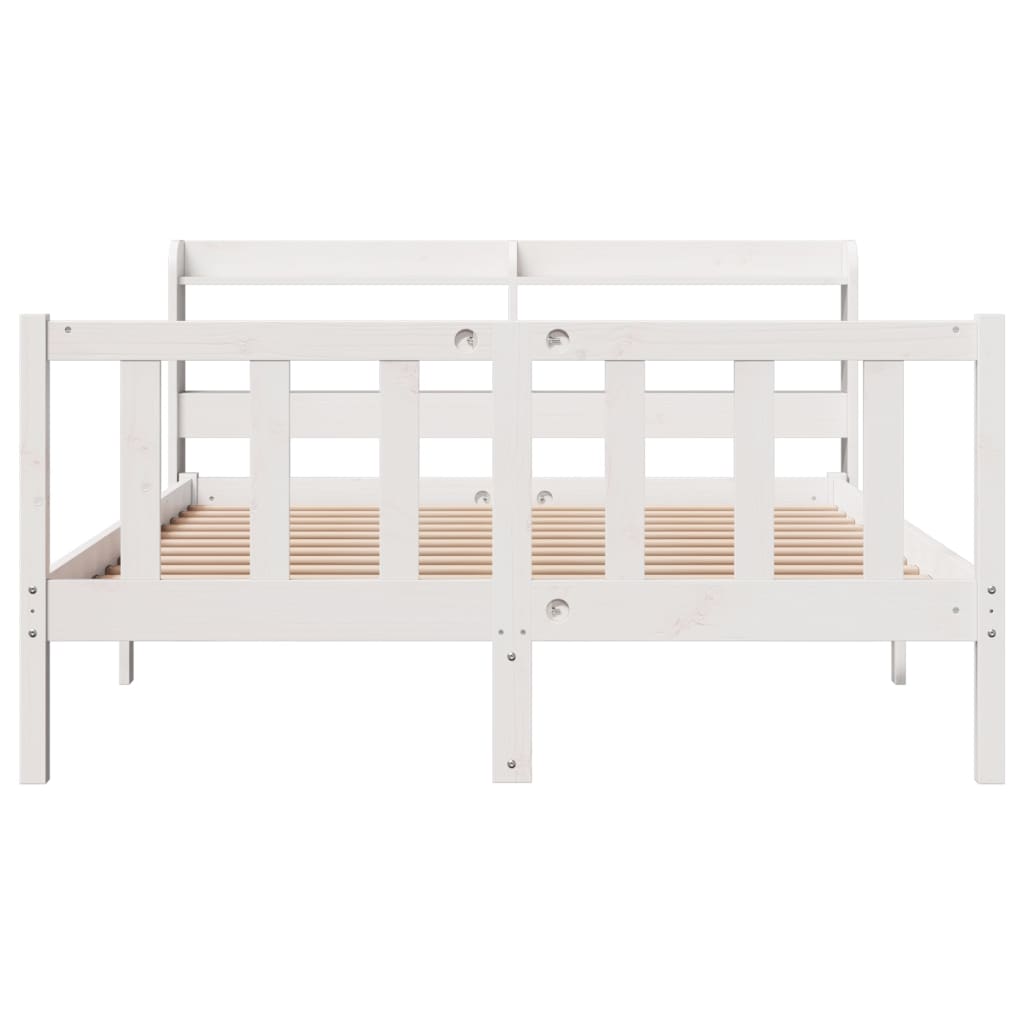 Cadre de lit sans matelas blanc 160x200 cm bois de pin massif - XIOS