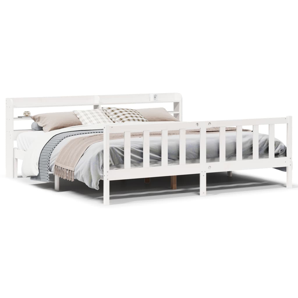 Cadre de lit sans matelas blanc 180x200 cm bois massif de pin - XIOS