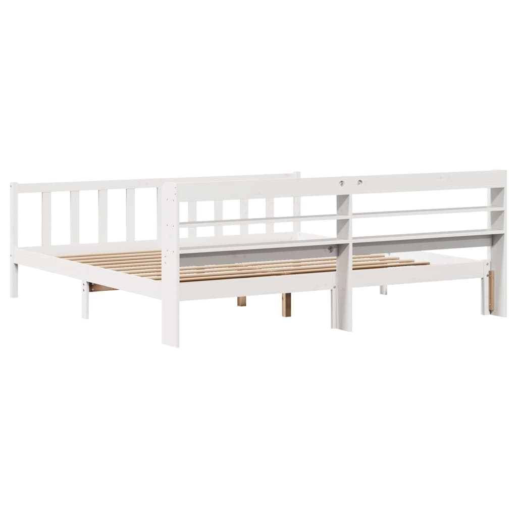 Cadre de lit sans matelas blanc 180x200 cm bois massif de pin - XIOS