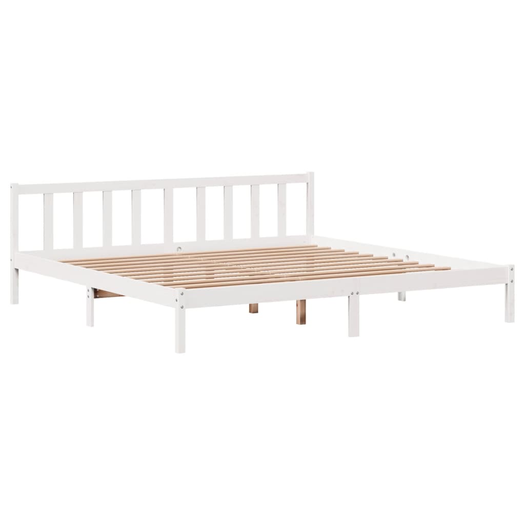 Cadre de lit sans matelas blanc 200x200 cm bois massif de pin - XIOS