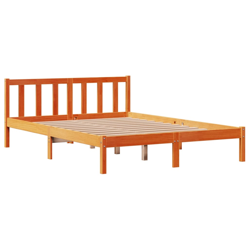 Cadre de lit et tête de lit sans matelas cire marron 140x190 cm - XIOS