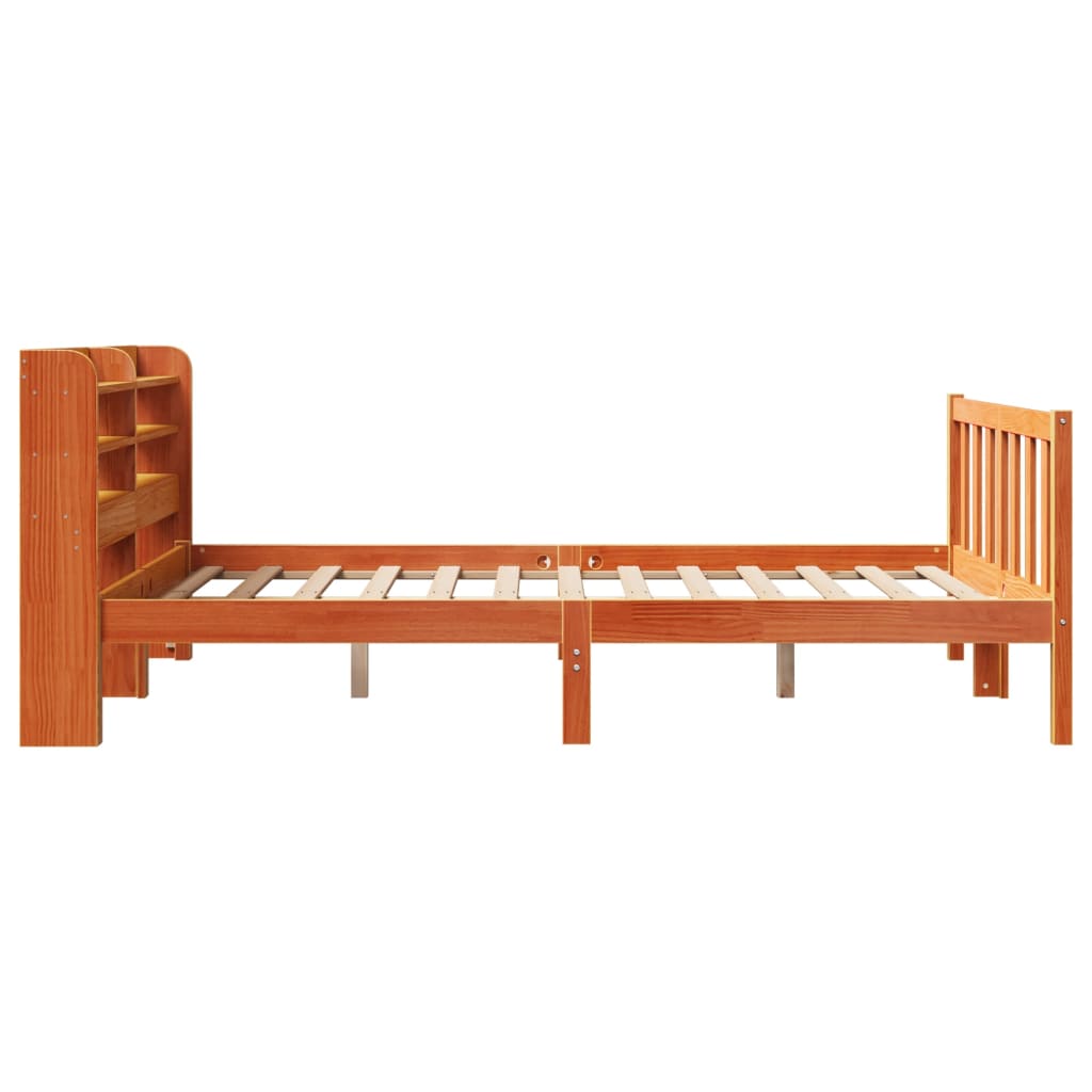 Cadre de lit et tête de lit sans matelas cire marron 140x190 cm - XIOS