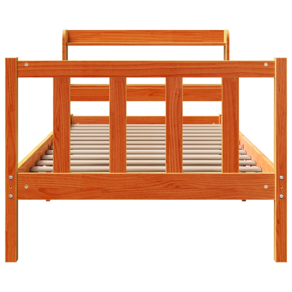 Cadre de lit et tête de lit sans matelas cire marron 100x200 cm - XIOS