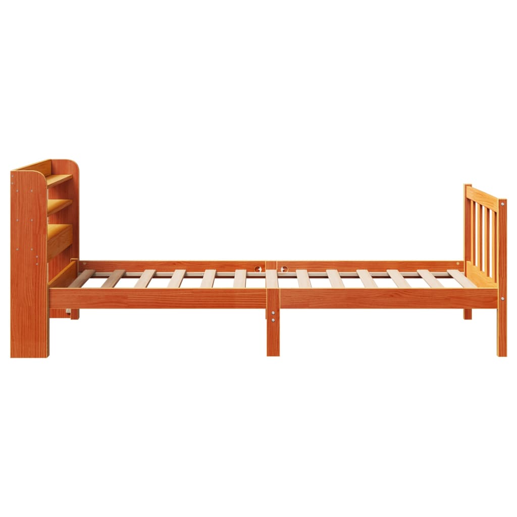 Cadre de lit et tête de lit sans matelas cire marron 100x200 cm - XIOS