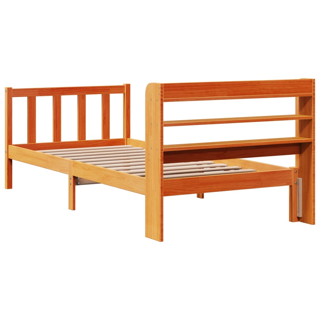 Cadre de lit et tête de lit sans matelas cire marron 100x200 cm - XIOS