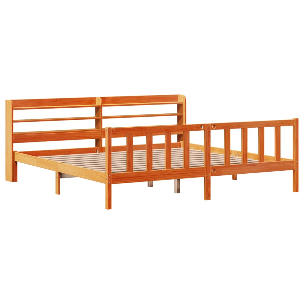 Cadre de lit et tête de lit sans matelas cire marron 180x200 cm - XIOS