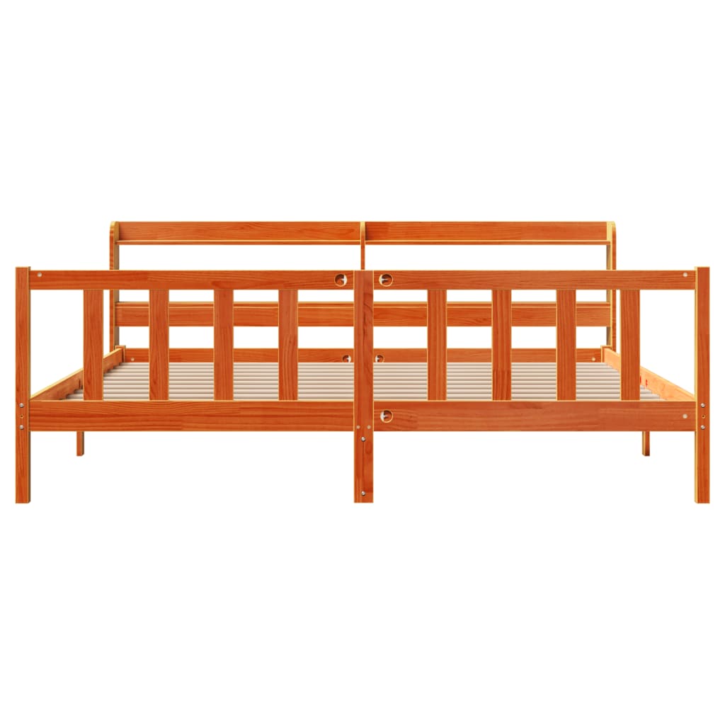 Cadre de lit et tête de lit sans matelas cire marron 200x200 cm - XIOS