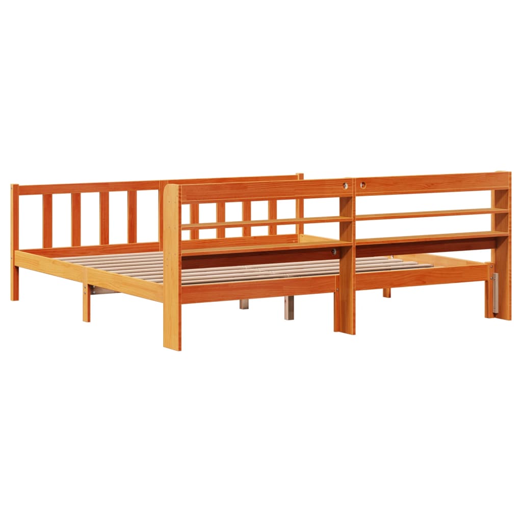 Cadre de lit et tête de lit sans matelas cire marron 200x200 cm - XIOS