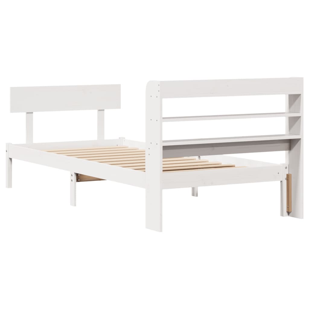 Cadre de lit sans matelas blanc 90x190 cm bois de pin massif - XIOS