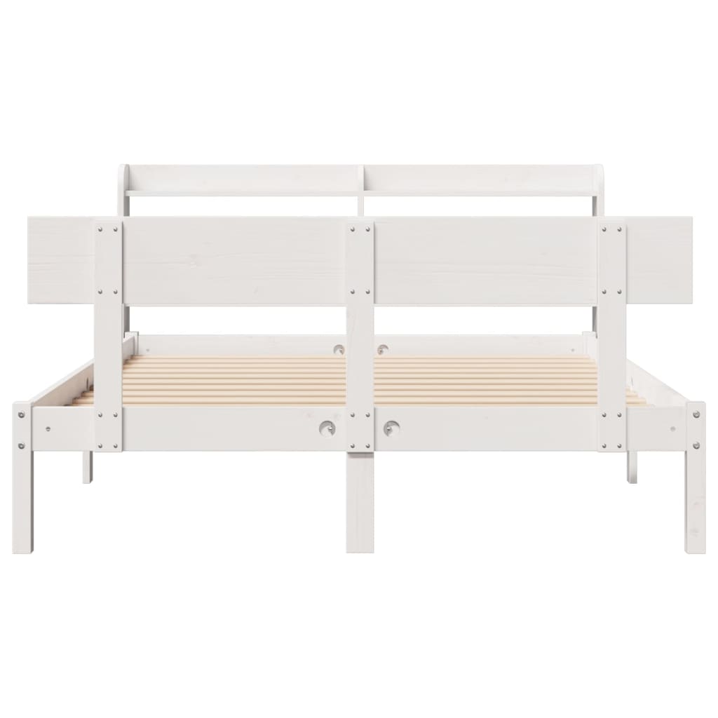 Cadre de lit sans matelas blanc 135x190 cm bois de pin massif - XIOS