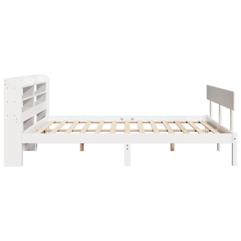 Cadre de lit sans matelas blanc 135x190 cm bois de pin massif - XIOS