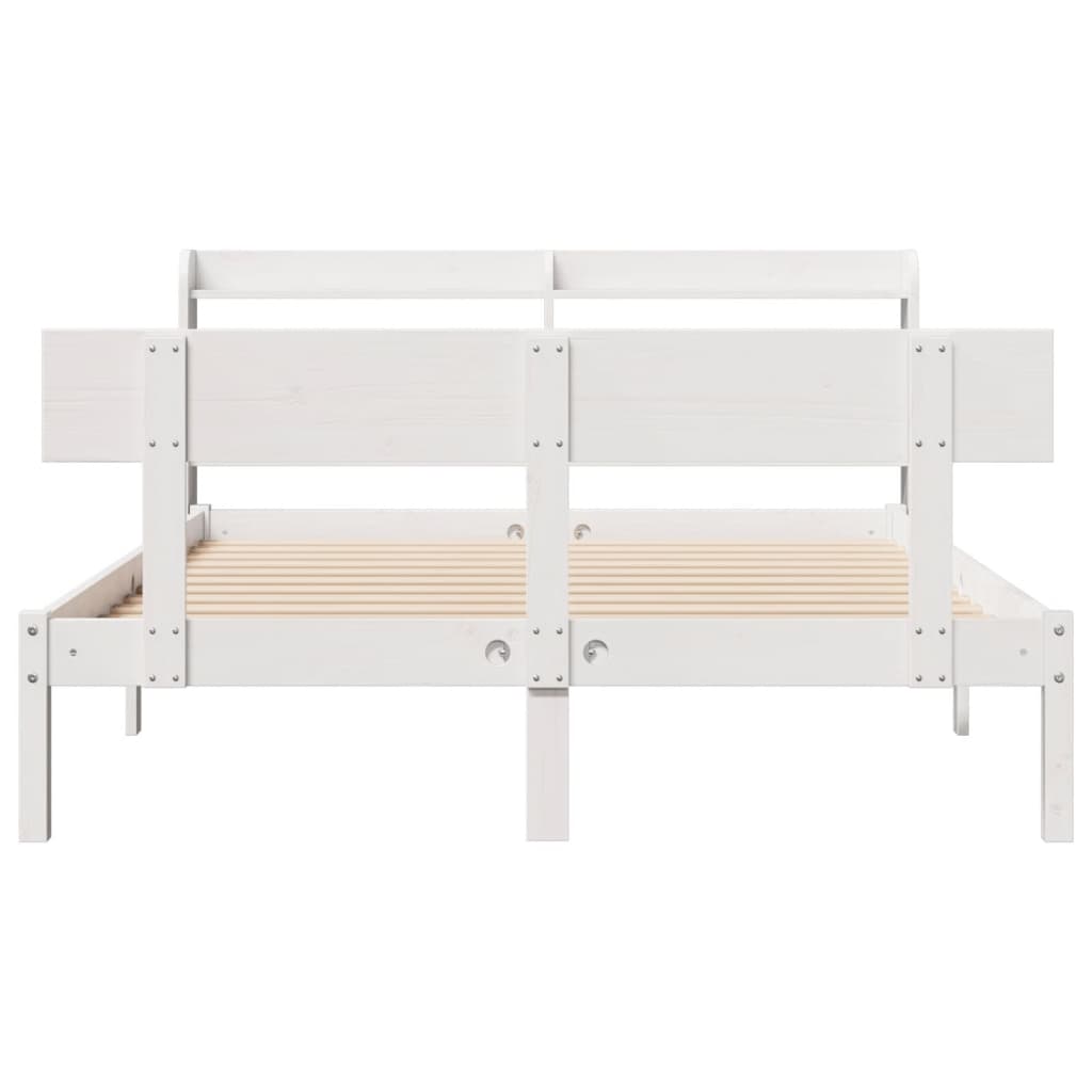 Cadre de lit sans matelas blanc 140x190 cm bois de pin massif - XIOS