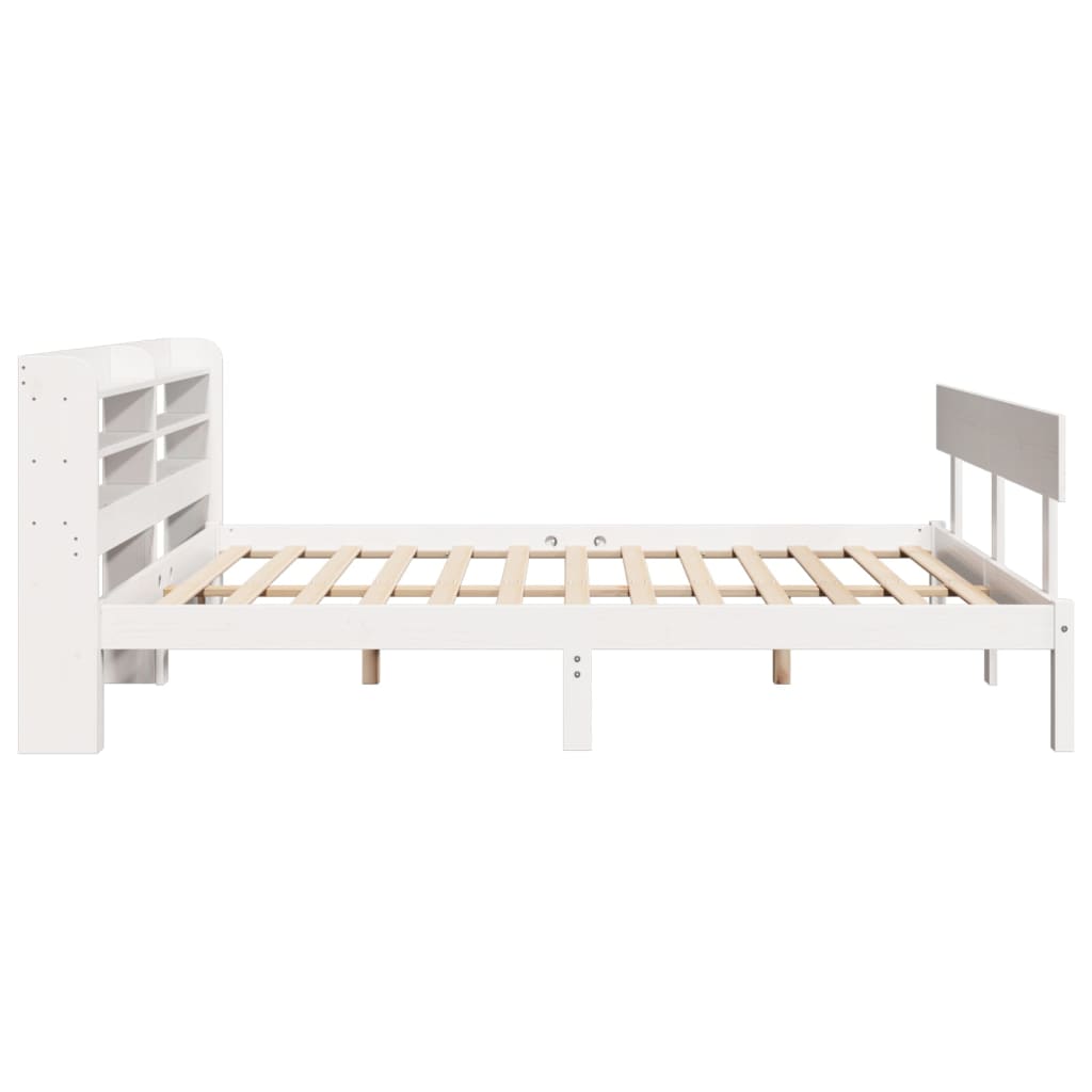 Cadre de lit sans matelas blanc 140x190 cm bois de pin massif - XIOS