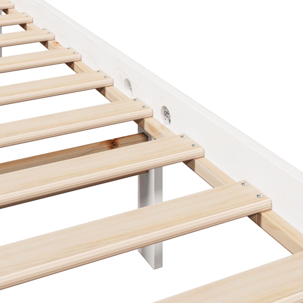 Cadre de lit sans matelas blanc 140x190 cm bois de pin massif - XIOS