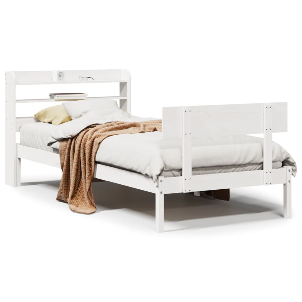 Cadre de lit sans matelas blanc 90x200 cm bois de pin massif - XIOS