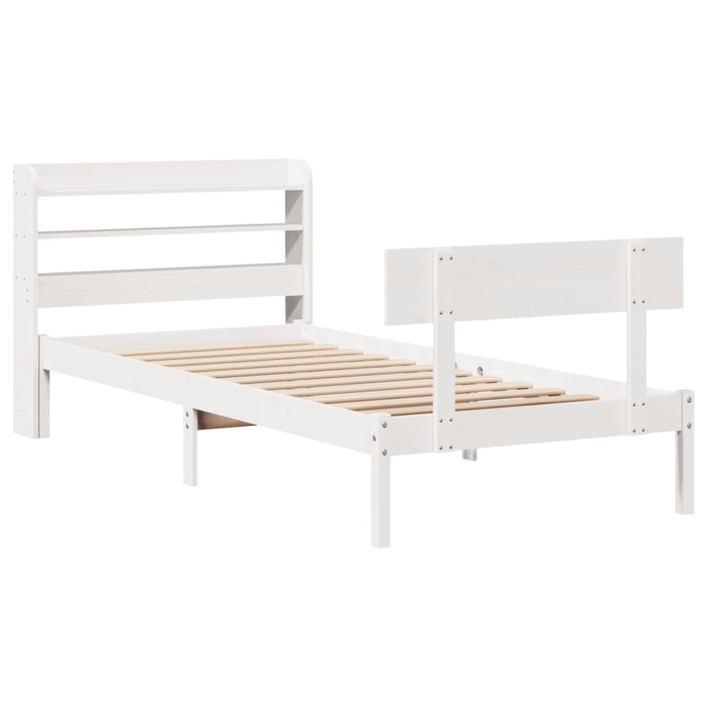 Cadre de lit sans matelas blanc 90x200 cm bois de pin massif - XIOS
