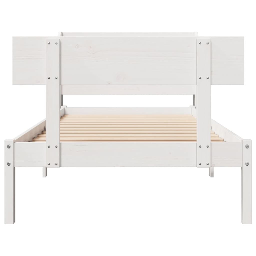 Cadre de lit sans matelas blanc 100x200 cm bois de pin massif - XIOS