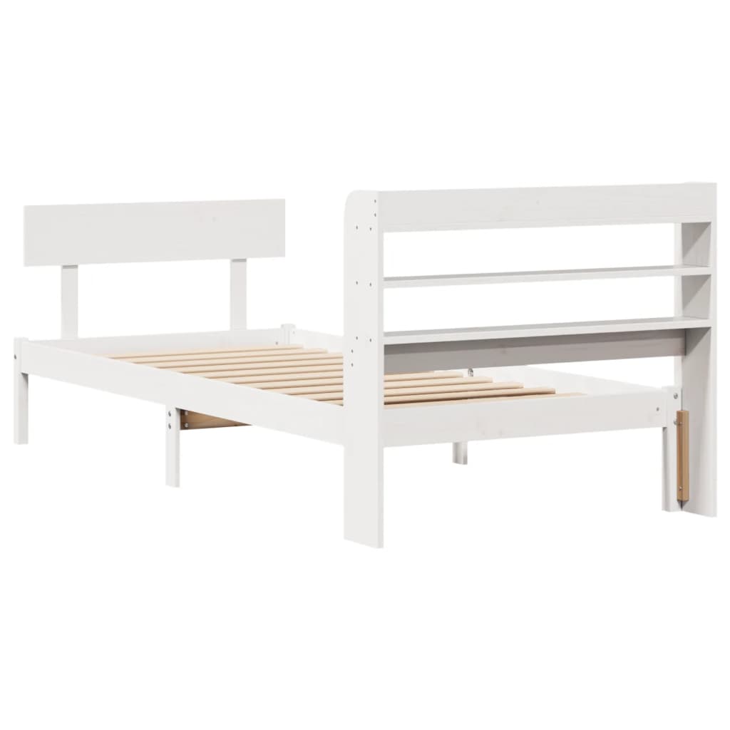 Cadre de lit sans matelas blanc 100x200 cm bois de pin massif - XIOS