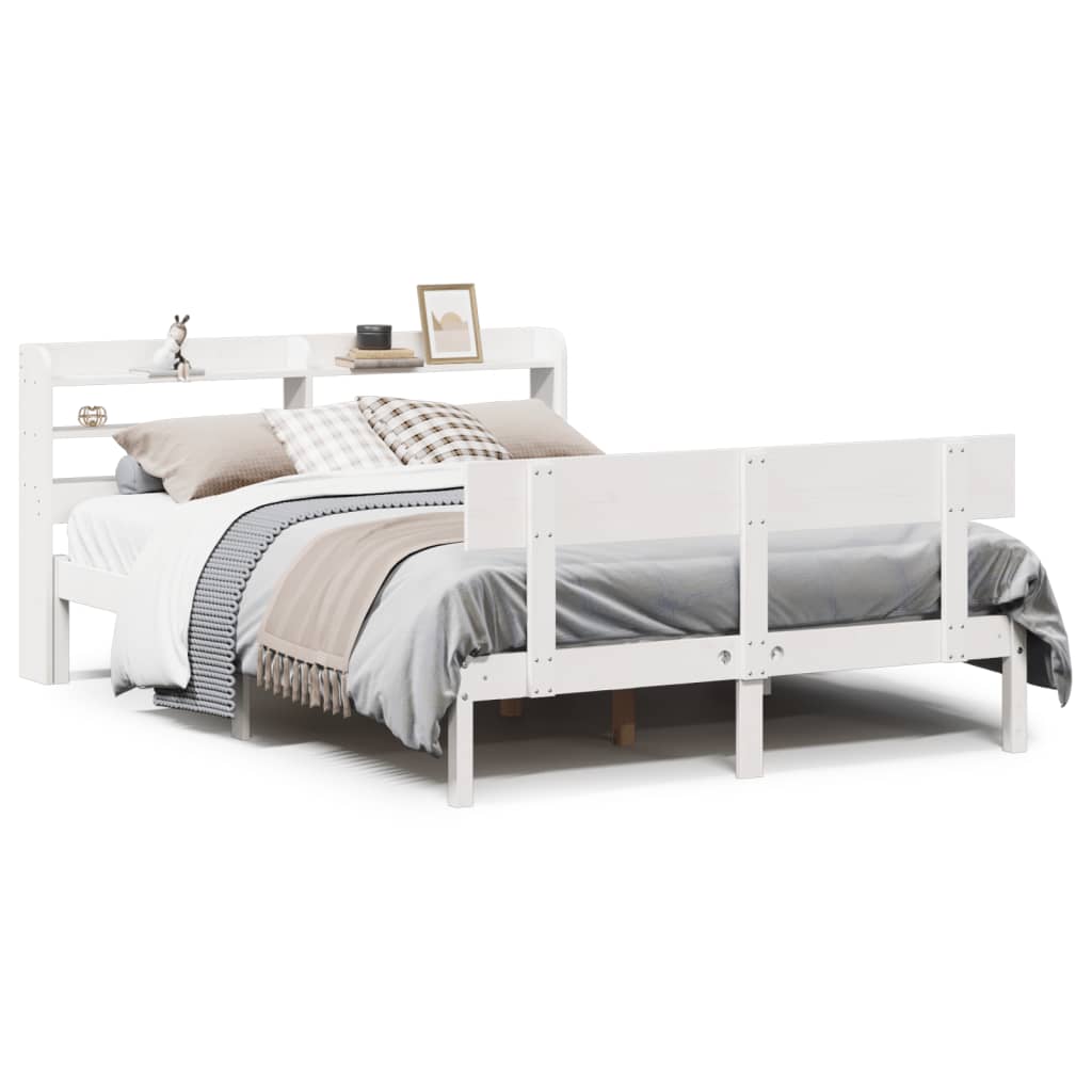 Cadre de lit sans matelas blanc 140x200 cm bois de pin massif - XIOS