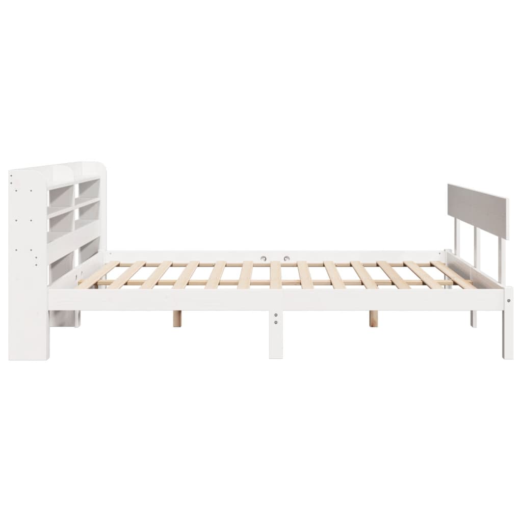 Cadre de lit sans matelas blanc 140x200 cm bois de pin massif - XIOS