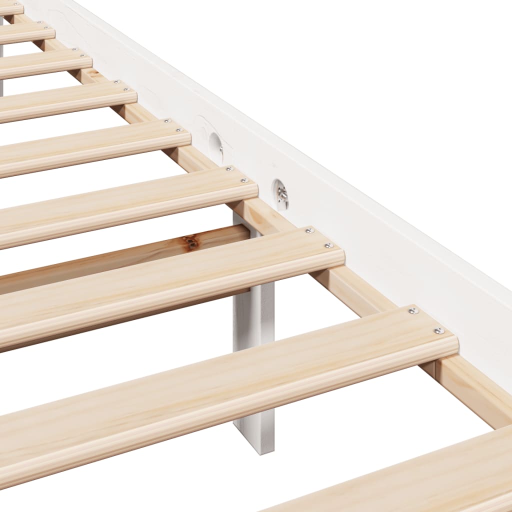 Cadre de lit sans matelas blanc 140x200 cm bois de pin massif - XIOS