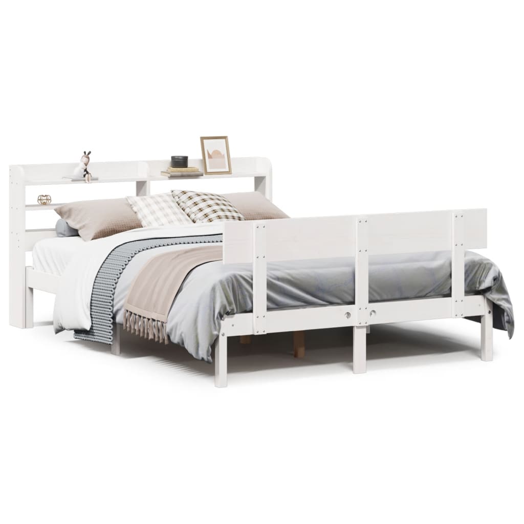 Cadre de lit sans matelas blanc 150x200 cm bois de pin massif - XIOS