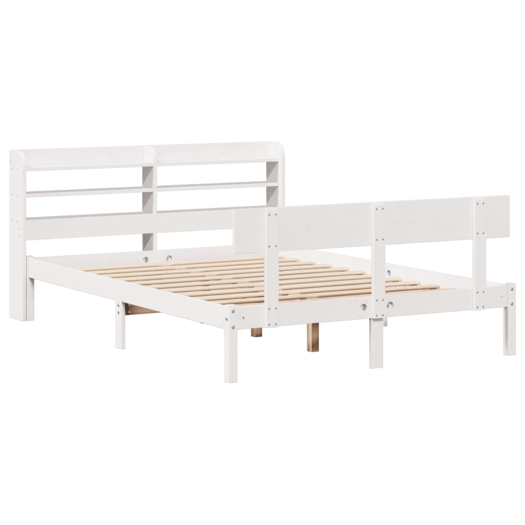 Cadre de lit sans matelas blanc 150x200 cm bois de pin massif - XIOS