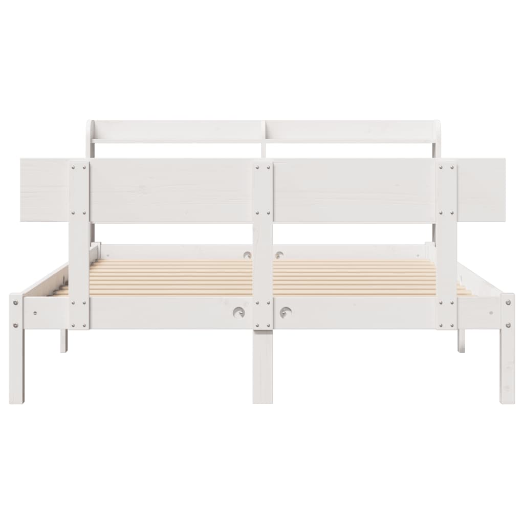 Cadre de lit sans matelas blanc 160x200 cm bois de pin massif - XIOS
