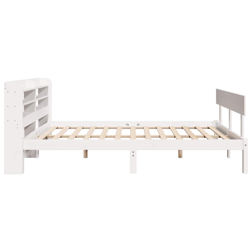 Cadre de lit sans matelas blanc 160x200 cm bois de pin massif - XIOS
