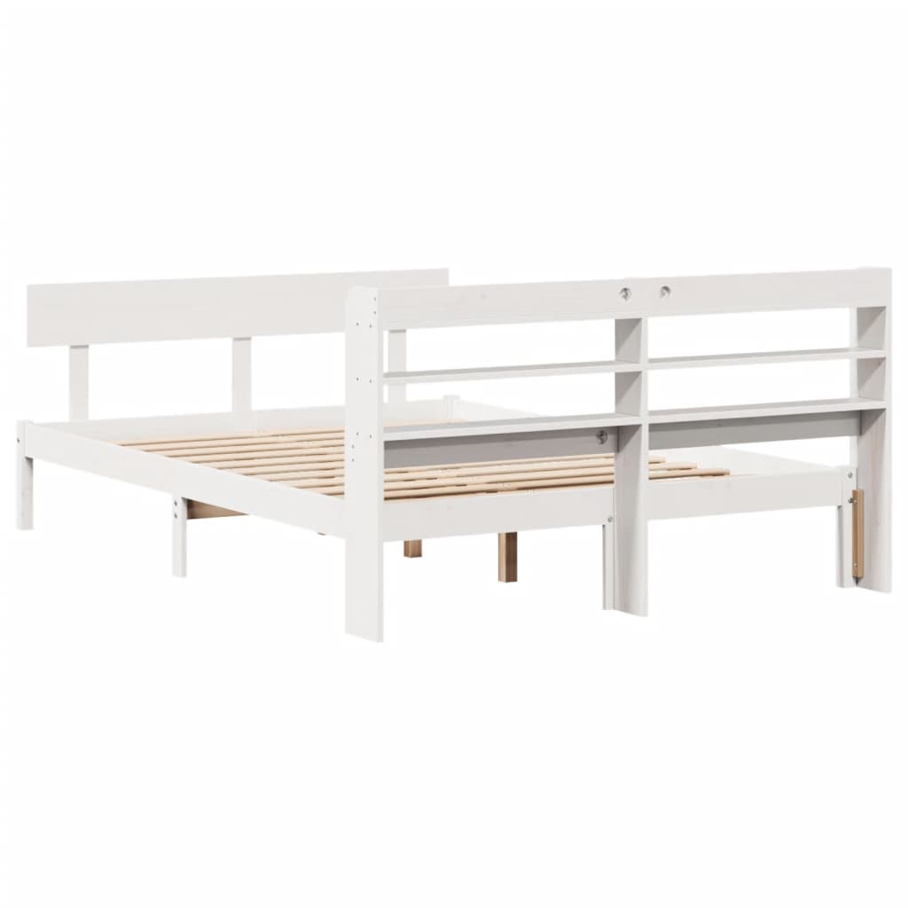 Cadre de lit sans matelas blanc 160x200 cm bois de pin massif - XIOS