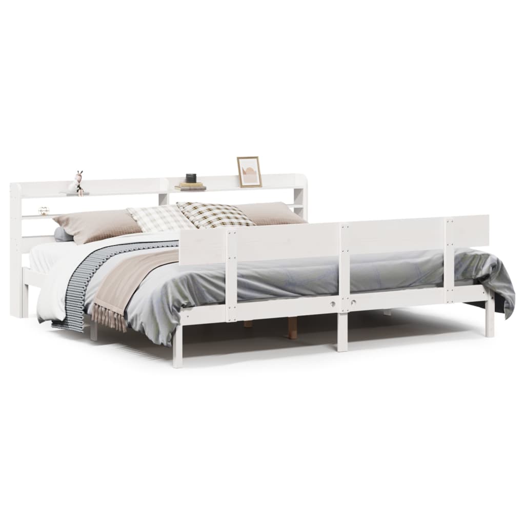 Cadre de lit sans matelas blanc 200x200 cm bois massif de pin - XIOS