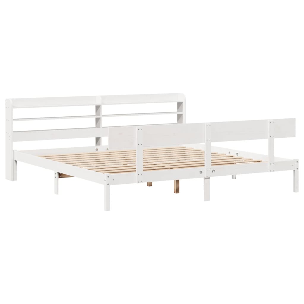 Cadre de lit sans matelas blanc 200x200 cm bois massif de pin - XIOS