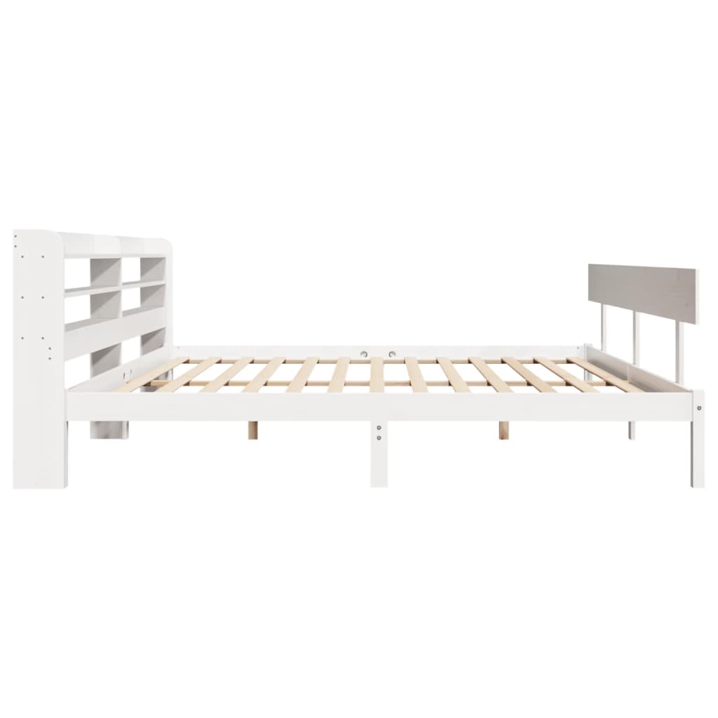 Cadre de lit sans matelas blanc 200x200 cm bois massif de pin - XIOS