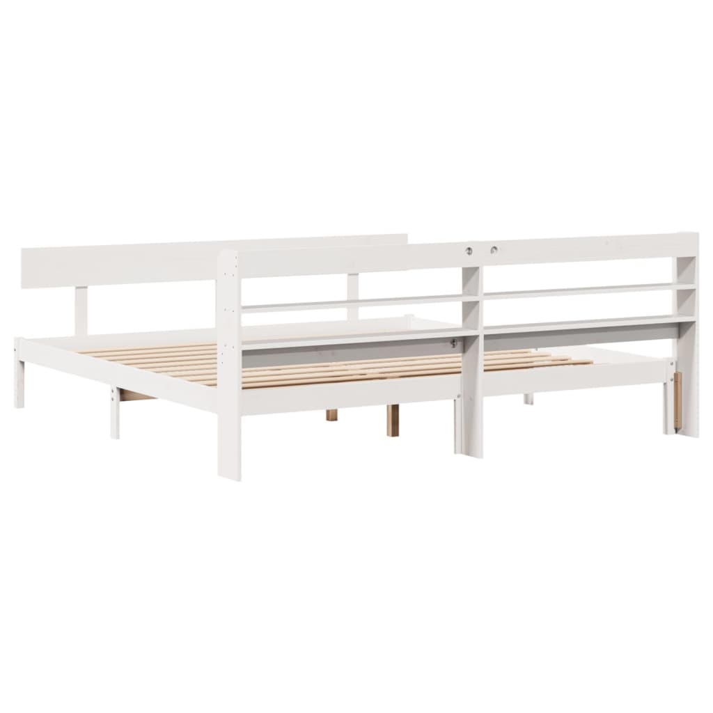 Cadre de lit sans matelas blanc 200x200 cm bois massif de pin - XIOS