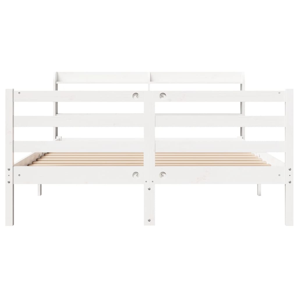 Cadre de lit et tête de lit sans matelas blanc 135x190 cm - XIOS