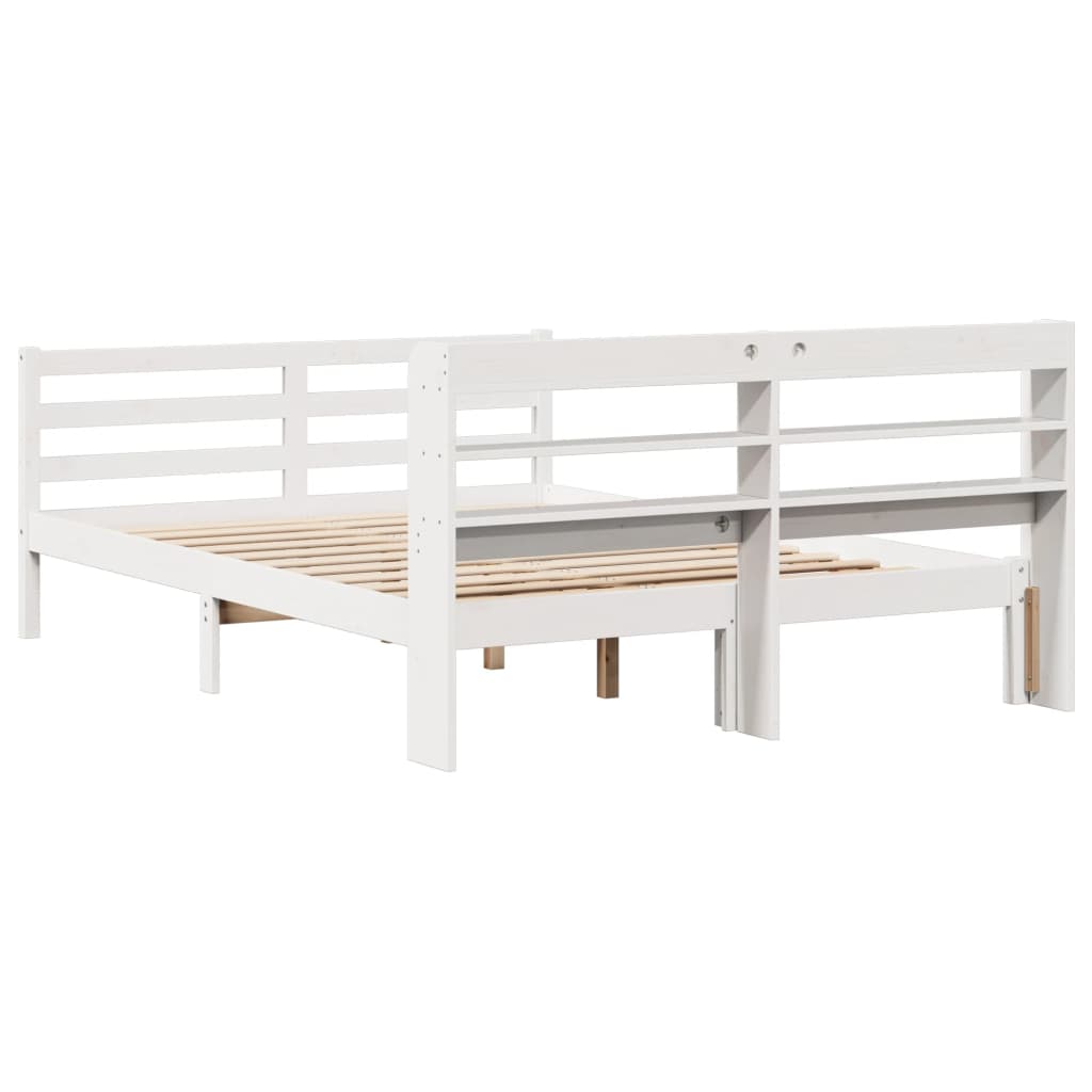 Cadre de lit et tête de lit sans matelas blanc 135x190 cm - XIOS