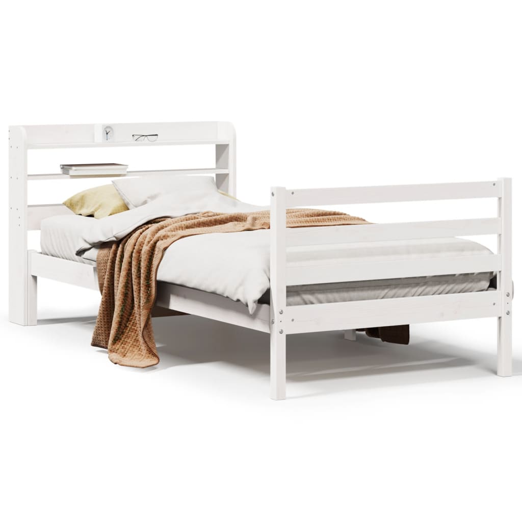 Cadre de lit avec tête de lit sans matelas blanc 100x200 cm - XIOS