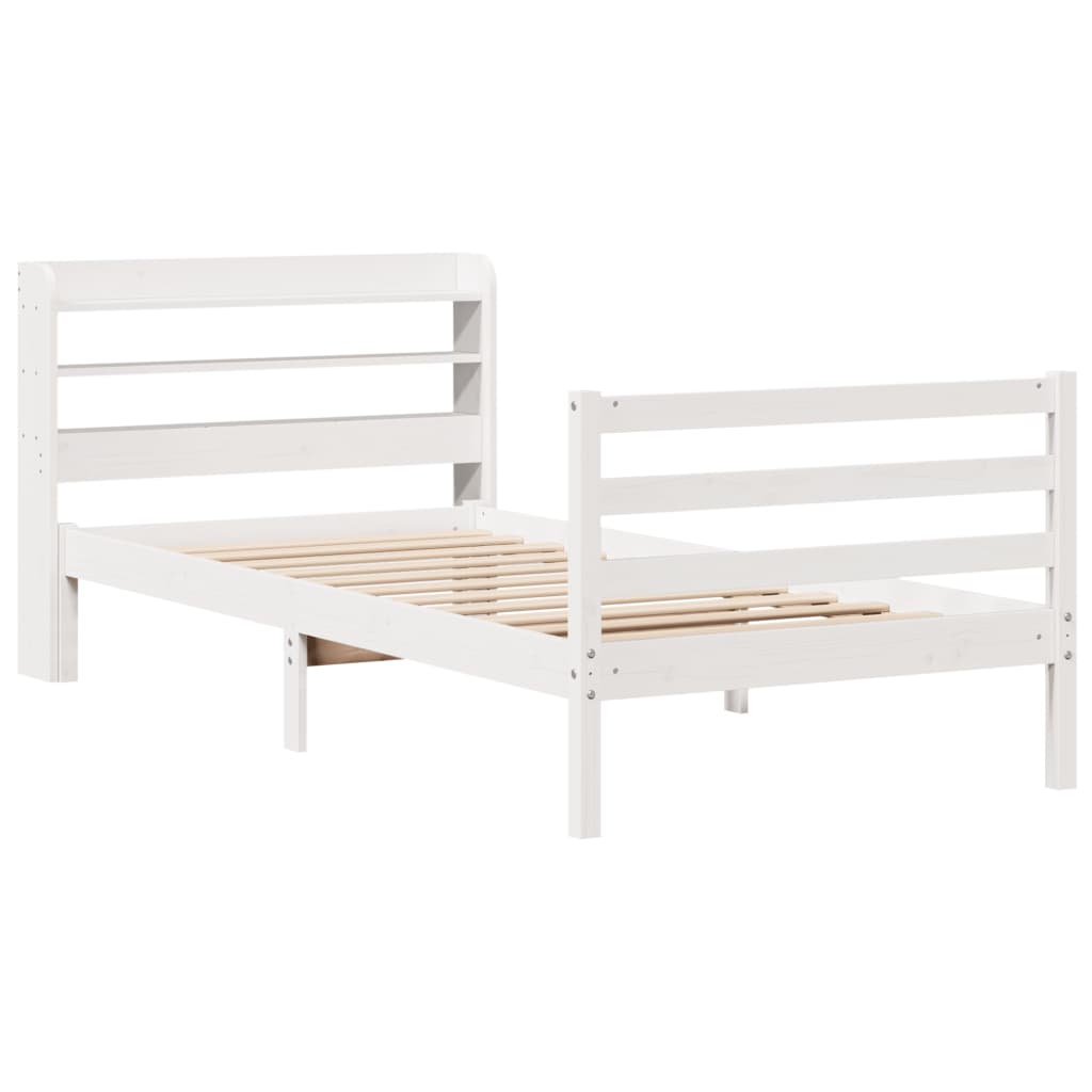 Cadre de lit avec tête de lit sans matelas blanc 100x200 cm - XIOS