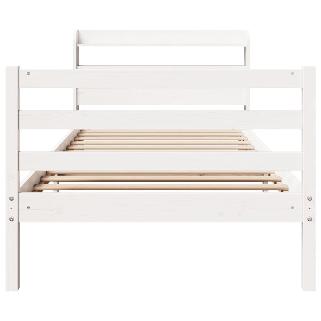 Cadre de lit avec tête de lit sans matelas blanc 100x200 cm - XIOS