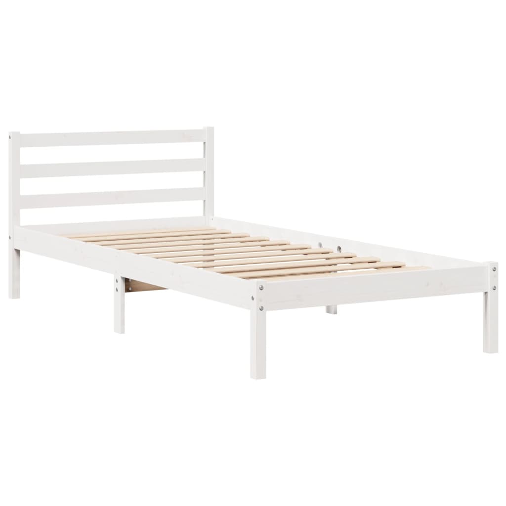 Cadre de lit avec tête de lit sans matelas blanc 100x200 cm - XIOS