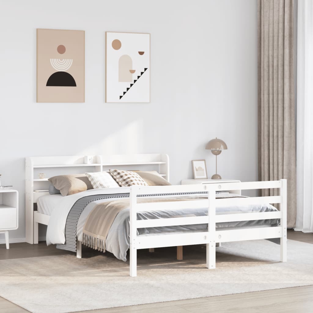 Cadre de lit avec tête de lit sans matelas blanc 140x200 cm - XIOS