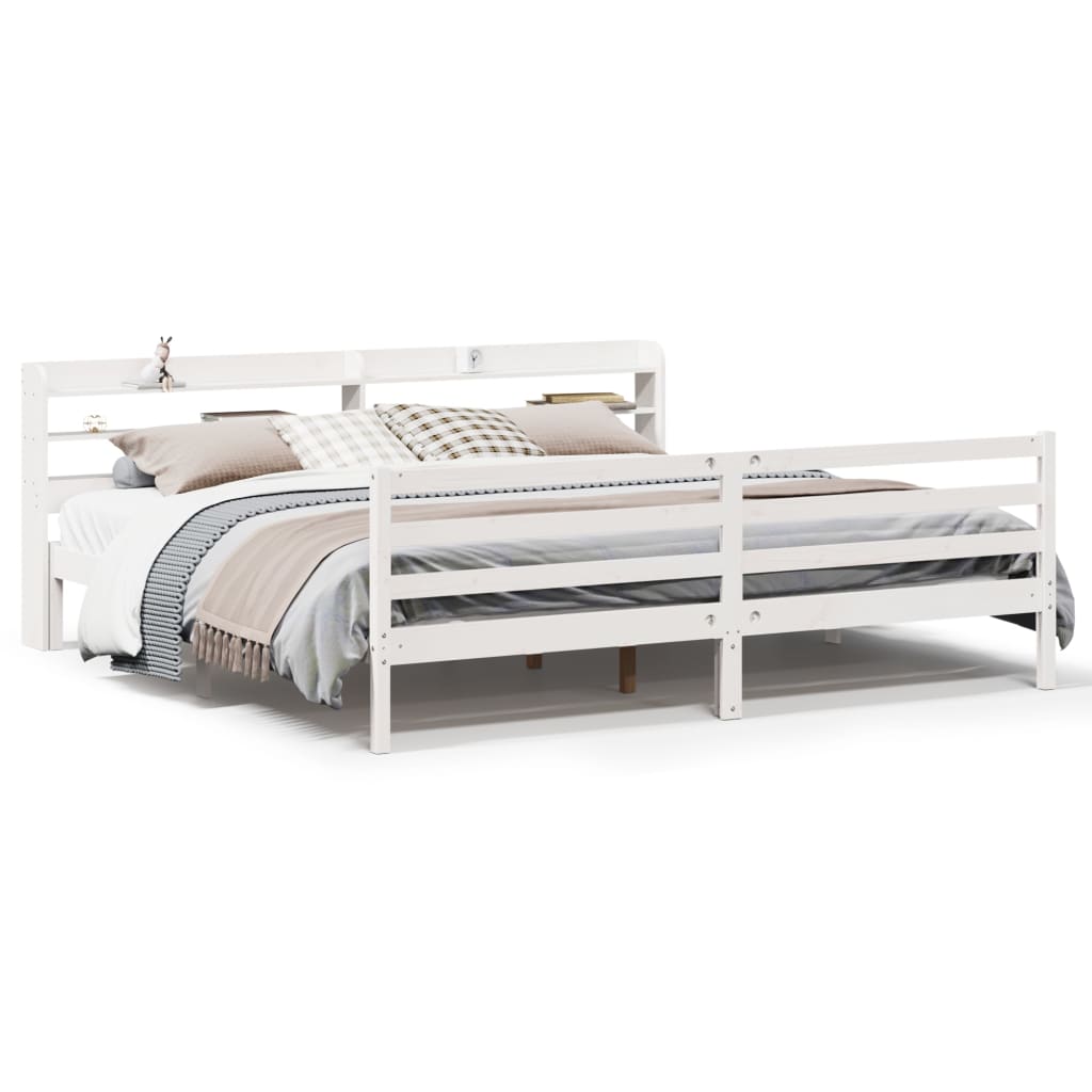 Cadre de lit avec tête de lit sans matelas blanc 200x200 cm - XIOS