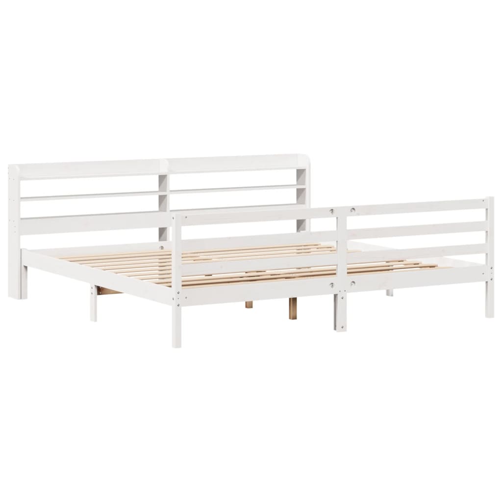 Cadre de lit avec tête de lit sans matelas blanc 200x200 cm - XIOS
