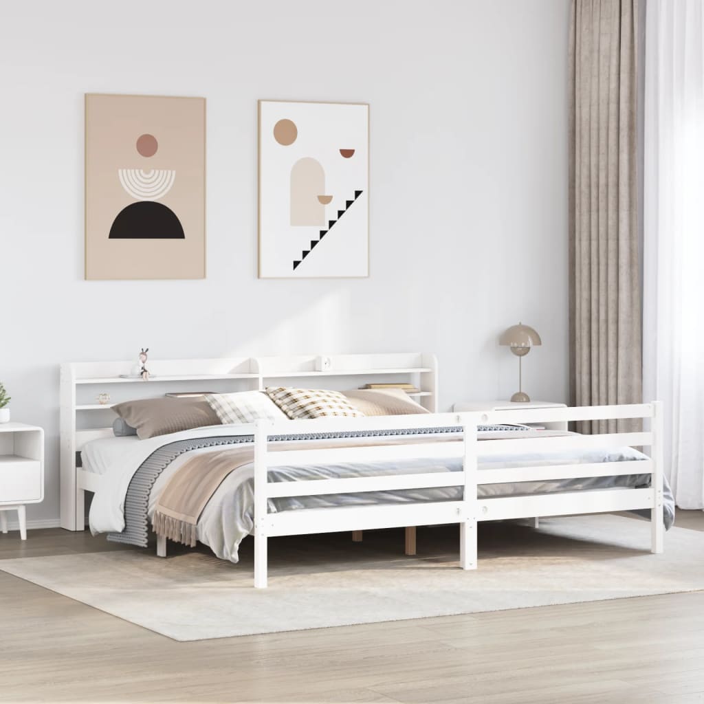Cadre de lit avec tête de lit sans matelas blanc 200x200 cm - XIOS