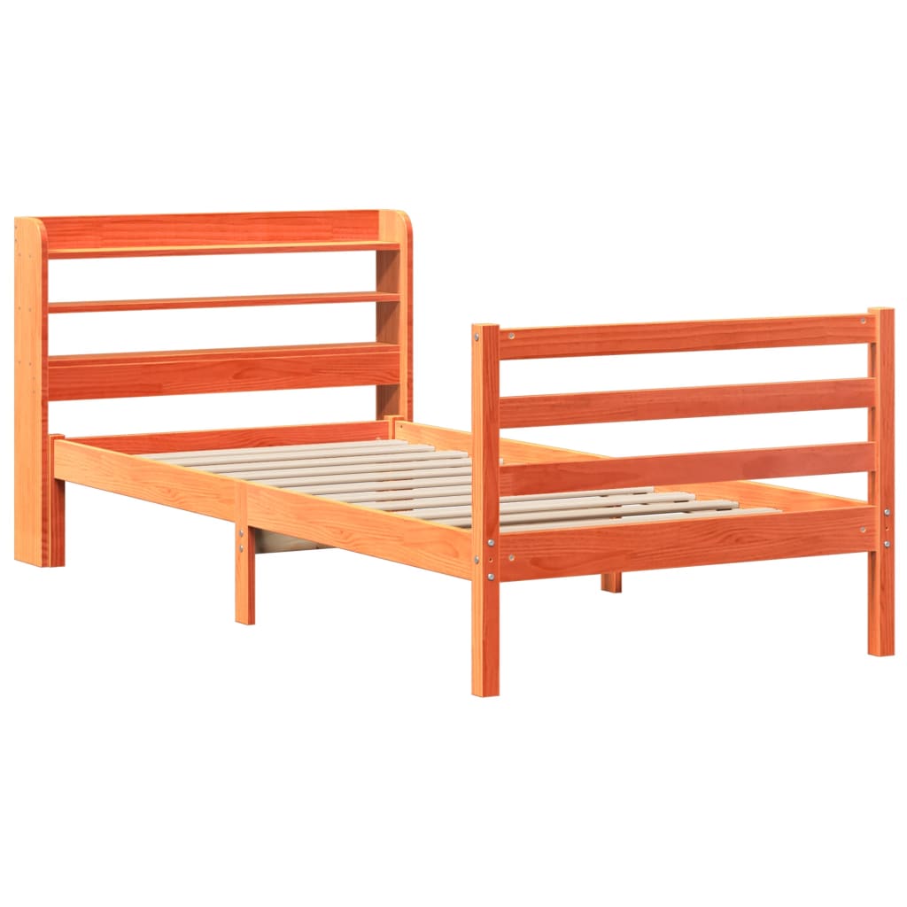 Cadre de lit sans matelas cire marron 75x190 cm bois pin massif - XIOS