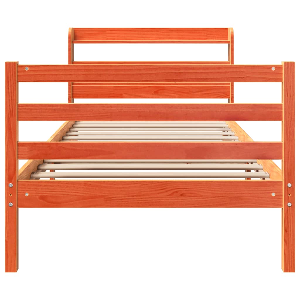 Cadre de lit sans matelas cire marron 75x190 cm bois pin massif - XIOS